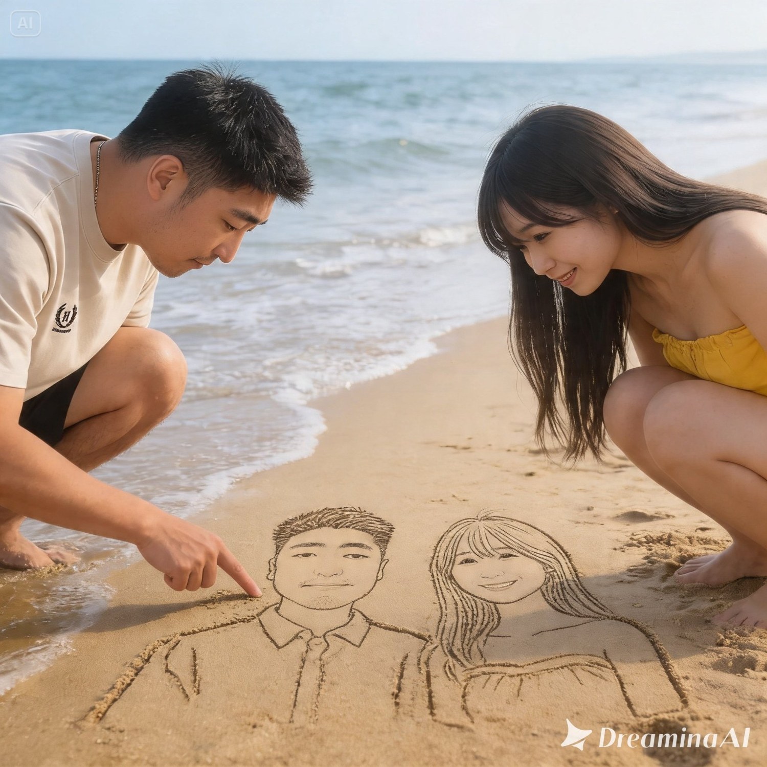 AI-created image of an imagined seaside moment together